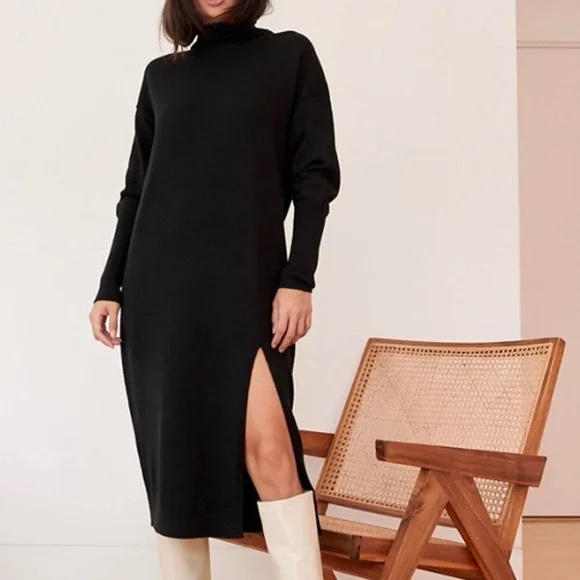 Aritzia Cyprie Sweater Dress in Black - Picture 1 of 7